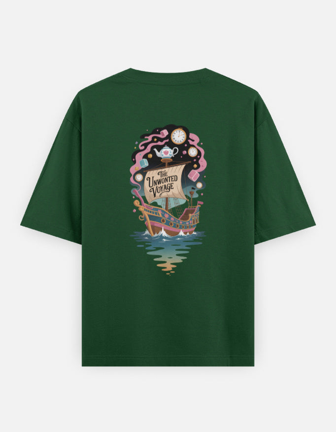 Moon-Ship - Unisex Oversized Classic T-Shirt in bottle green - back view #color_bottle-green