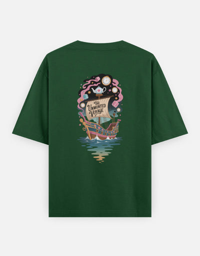 Moon-Ship - Unisex Oversized Classic T-Shirt in bottle green - back view #color_bottle-green