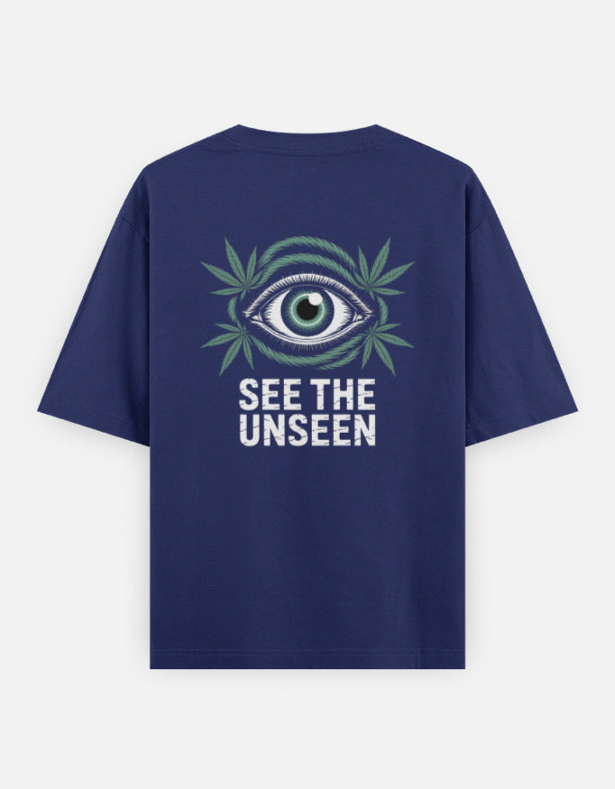 Eye See The Unseen Graphic - Unisex Oversized Classic T-Shirt in royal blue - back view #color_royal-blue