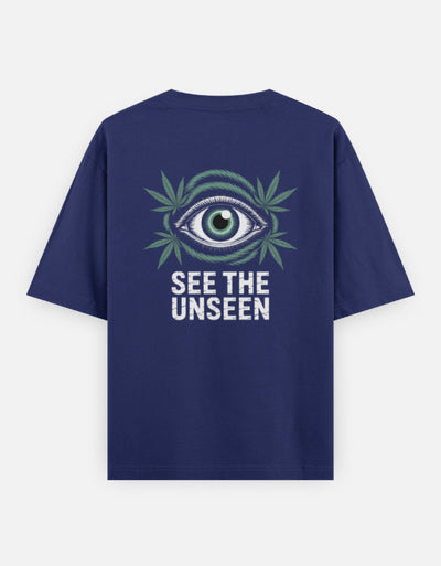 Eye See The Unseen Graphic - Unisex Oversized Classic T-Shirt in royal blue - back view #color_royal-blue