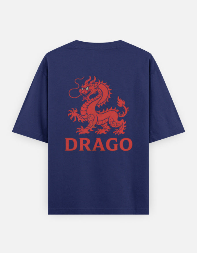 Dragon Fire Graphic - Unisex Oversized Classic T-Shirt in royal blue - back view #color_royal-blue