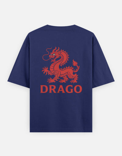 Dragon Fire Graphic - Unisex Oversized Classic T-Shirt in royal blue - back view #color_royal-blue