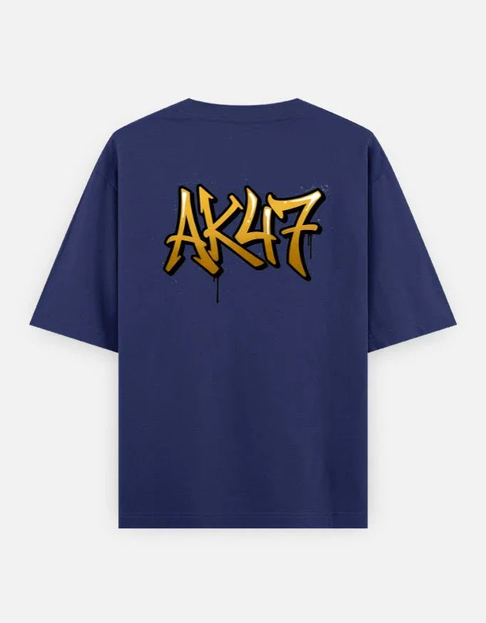 AK47 Gun - Unisex Oversized Classic T-Shirt in royal blue - back view #color_royal-blue