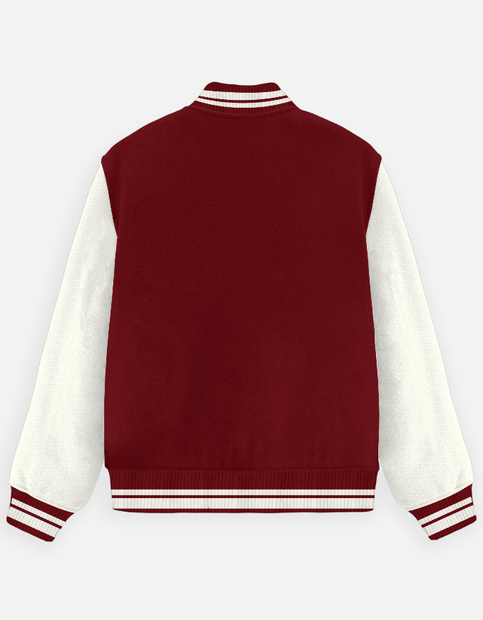 Plain - Unisex Varsity Jacket in red - back view #color_red