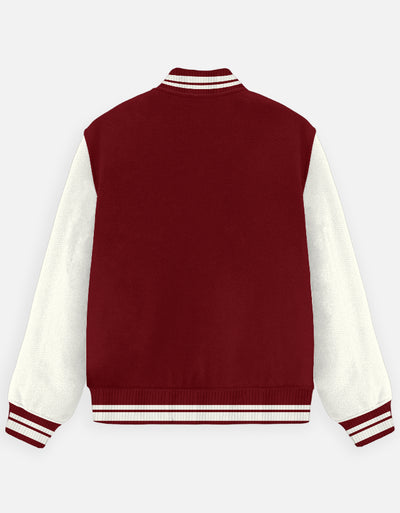 Plain - Unisex Varsity Jacket in red - back view #color_red