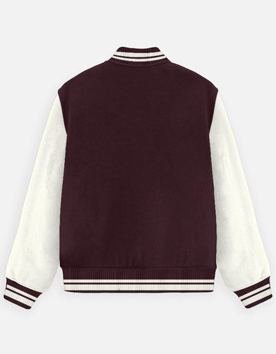 Plain - Unisex Varsity Jacket in maroon - back view #color_maroon