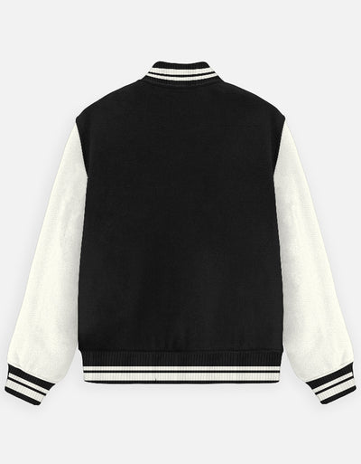 Plain - Unisex Varsity Jacket in black - back view #color_black