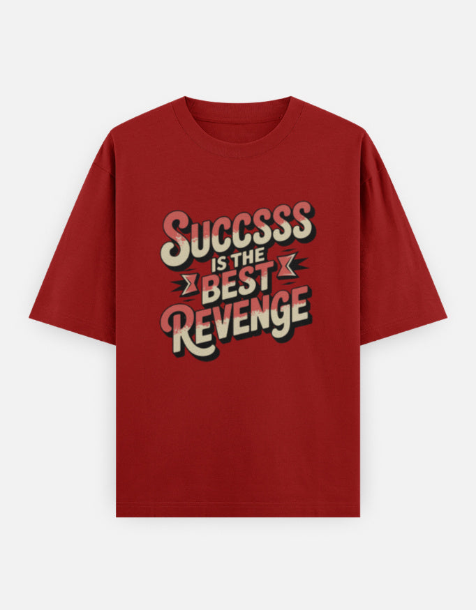 Success Is The Best Revenge Minimal Text Design - Unisex Oversized Classic T-Shirt in red - front view #color_red
