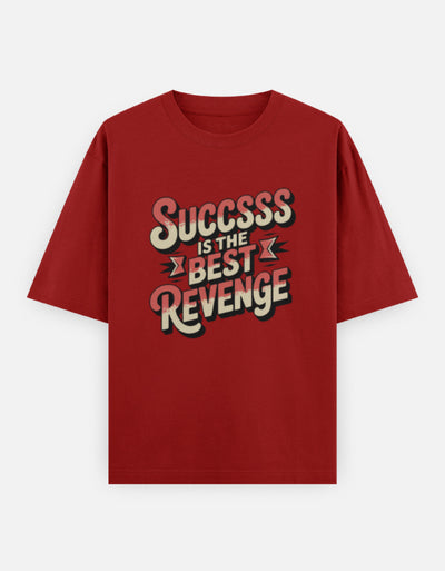 Success Is The Best Revenge Minimal Text Design - Unisex Oversized Classic T-Shirt in red - front view #color_red