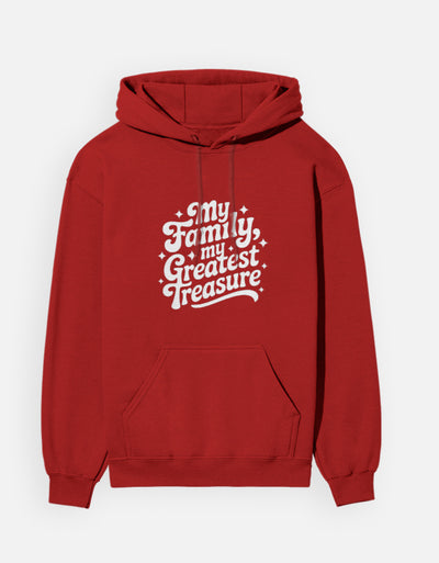 Family Minimal Text Design - Unisex Hoodie in red - front view #color_red
