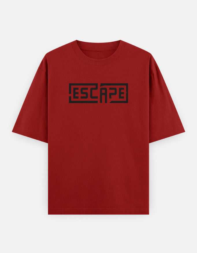 Escape Text Graphic - Unisex Oversized Classic T-Shirt in red - front view #color_red