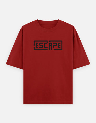 Escape Text Graphic - Unisex Oversized Classic T-Shirt in red - front view #color_red