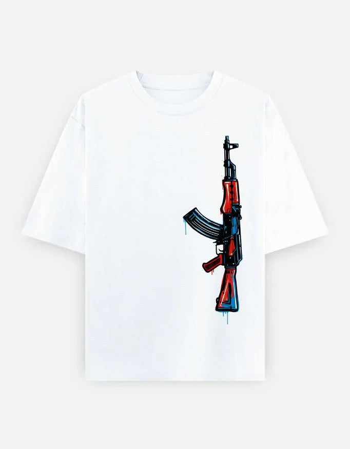 AK47 Gun - Unisex Oversized Classic T-Shirt in white - front view #color_white