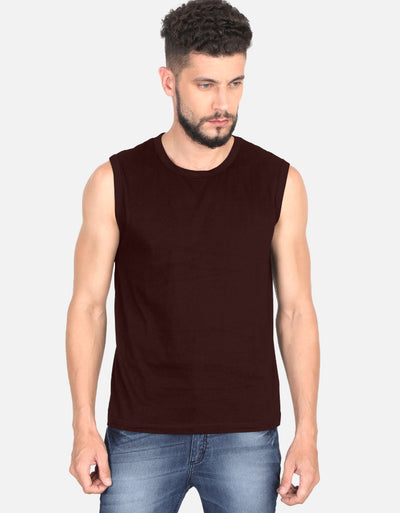 Plain - Men's Sleeveless T-Shirt in maroon - front view #color_maroon