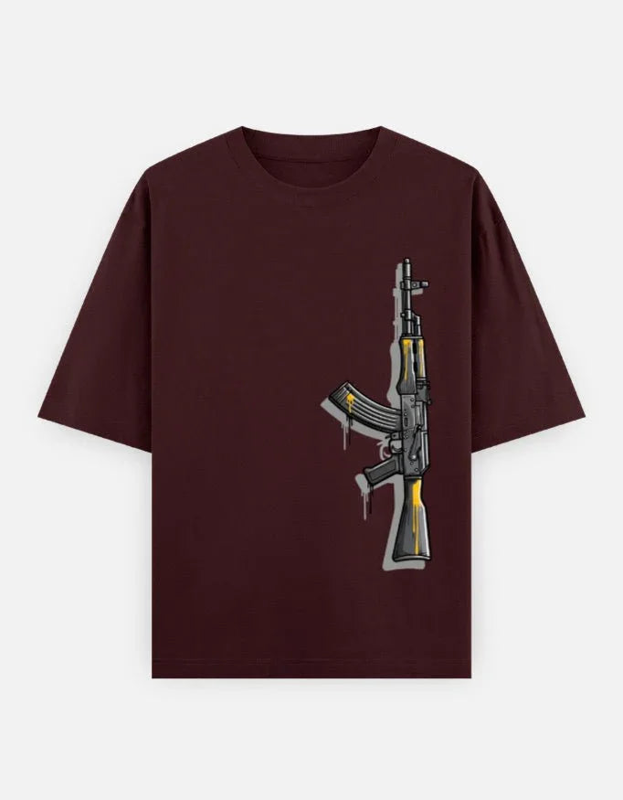 AK47 Gun - Unisex Oversized Classic T-Shirt in maroon - front view #color_maroon