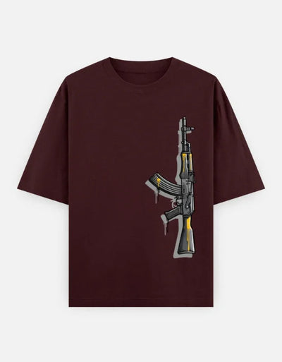 AK47 Gun - Unisex Oversized Classic T-Shirt in maroon - front view #color_maroon