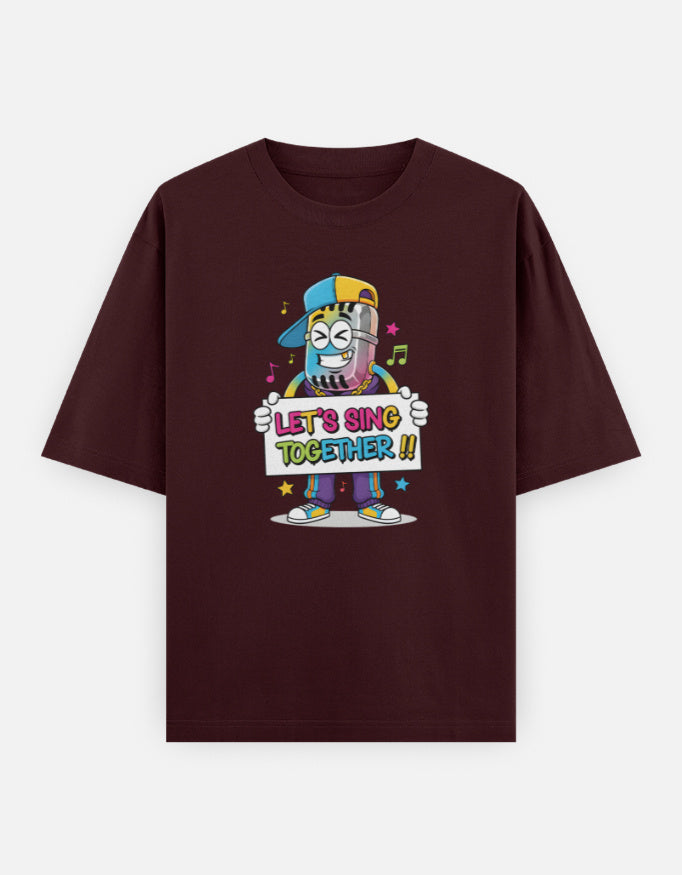 Disco Dance Graphic - Unisex Oversized Classic T-Shirt in maroon - front view #color_maroon