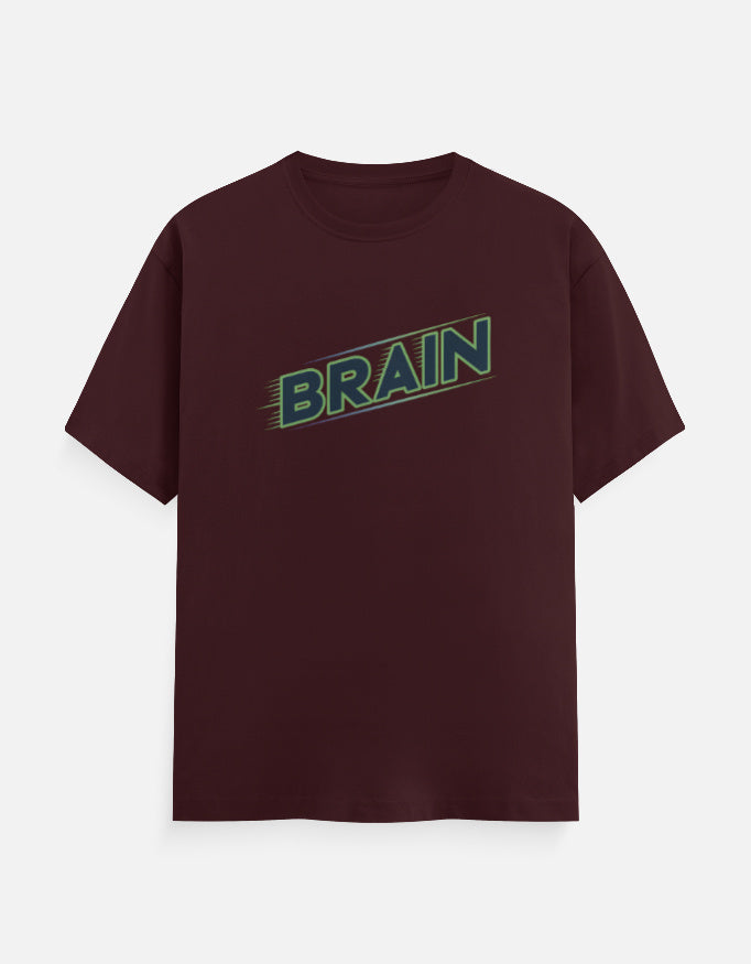 Brain Text Minimal Graphic - Unisex Classic Crew T-Shirt in maroon - front view #color_maroon