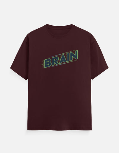 Brain Text Minimal Graphic - Unisex Classic Crew T-Shirt in maroon - front view #color_maroon