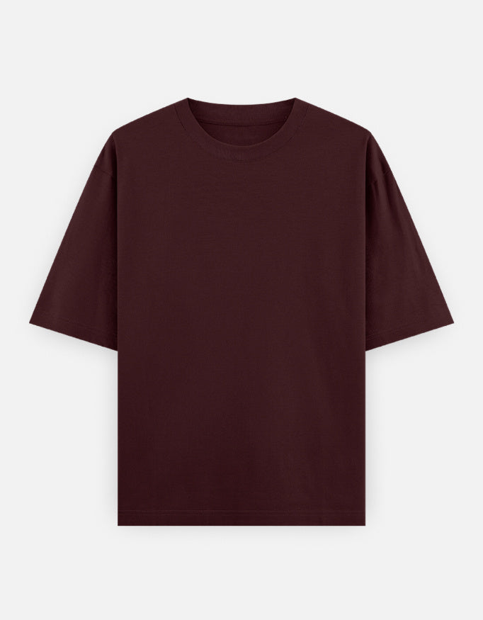 Plain - Unisex Oversized Classic T-Shirt in maroon - front view  #color_maroon