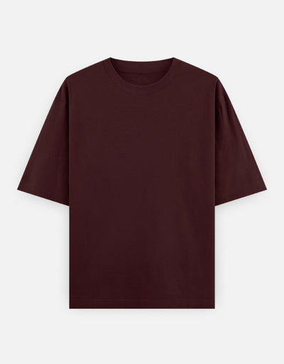 Plain - Unisex Oversized Classic T-Shirt in maroon - front view  #color_maroon
