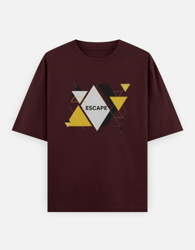 Escape Design - Unisex Oversized Classic T-Shirt in maroon - front view #color_maroon