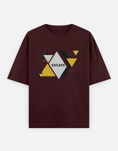 Escape Design - Unisex Oversized Classic T-Shirt in maroon - front view #color_maroon
