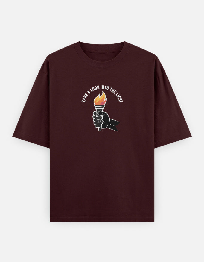 Dragon Fire Graphic - Unisex Oversized Classic T-Shirt in maroon - front view #color_maroon