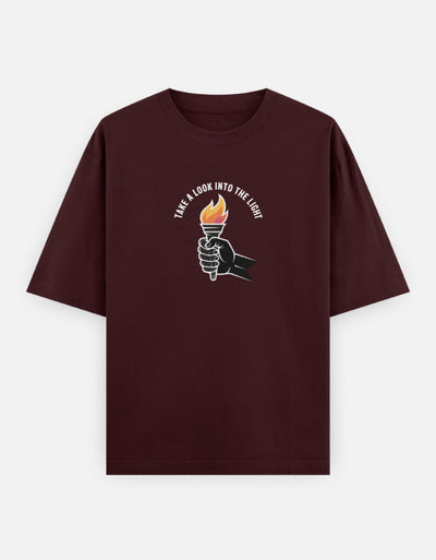 Dragon Fire Graphic - Unisex Oversized Classic T-Shirt in maroon - front view #color_maroon