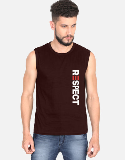 GYM Respect Text Graphic - Men's Sleeveless T-Shirt in maroon - front view #color_maroon