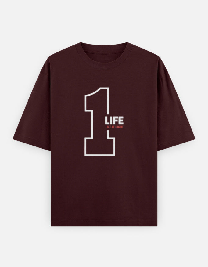 One Life Live It Now Text Design - Unisex Oversized Classic T-Shirt in maroon - front view #color_maroon