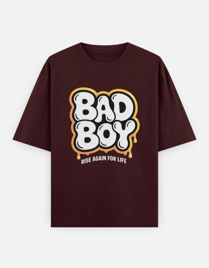 Bad boy graphic - Unisex Oversized Classic T-Shirt in maroon - front view #color_maroon