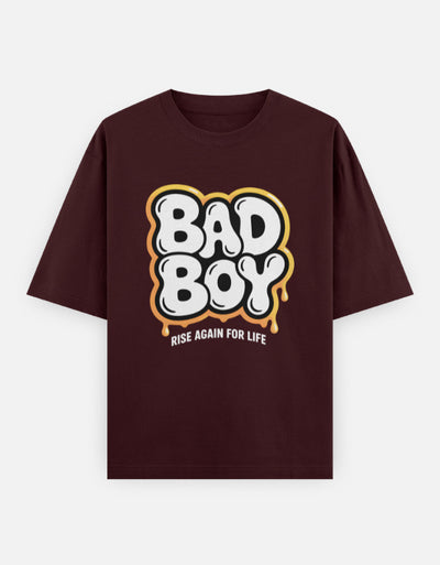 Bad boy graphic - Unisex Oversized Classic T-Shirt in maroon - front view #color_maroon