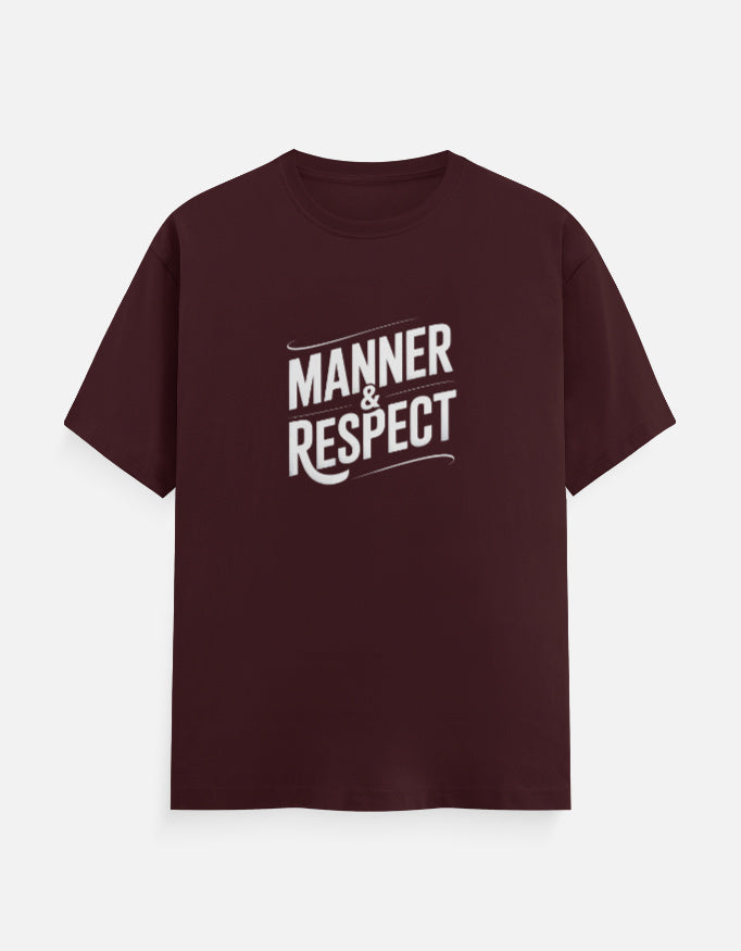 Manner And Respect Graphic - Unisex Classic Crew T-Shirt in maroon - front view #color_maroon