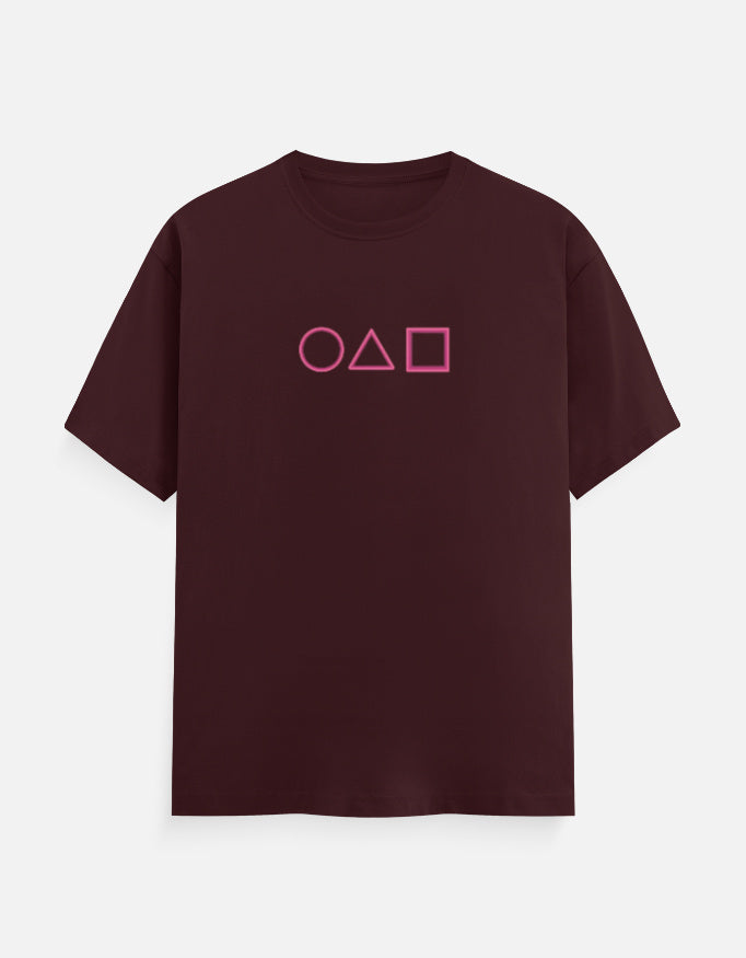 Squid Game Minimal Design - Unisex Classic Crew T-Shirt in maroon - front view #color_maroon