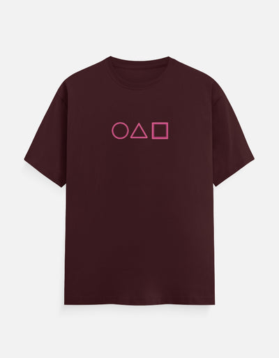 Squid Game Minimal Design - Unisex Classic Crew T-Shirt in maroon - front view #color_maroon