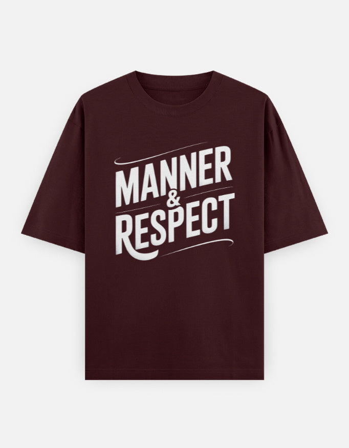 Manner And Respect Text Graphic- Unisex Oversized Classic T-Shirt in maroon - front view #color_maroon