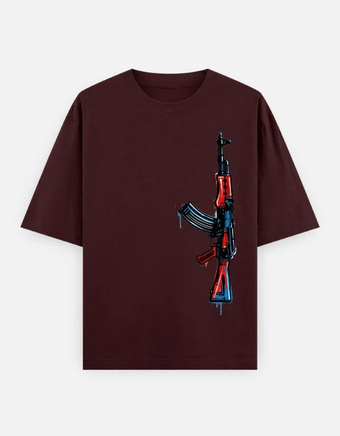 AK47 Gun - Unisex Oversized Classic T-Shirt in maroon - front view #color_maroon