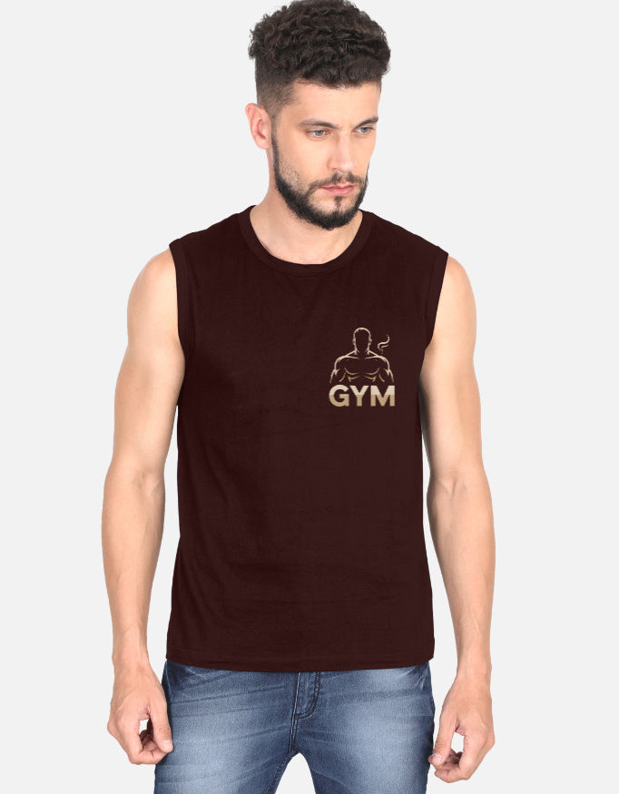 Gym Graphic - Men's Sleeveless T-Shirt in maroon - front view #color_maroon