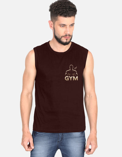 Gym Graphic - Men's Sleeveless T-Shirt in maroon - front view #color_maroon