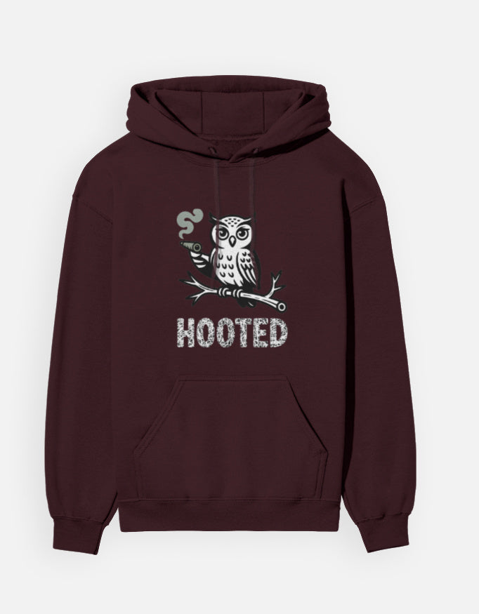 Owls Hooted Graphic - Unisex Hoodie in maroon - front view #color_maroon
