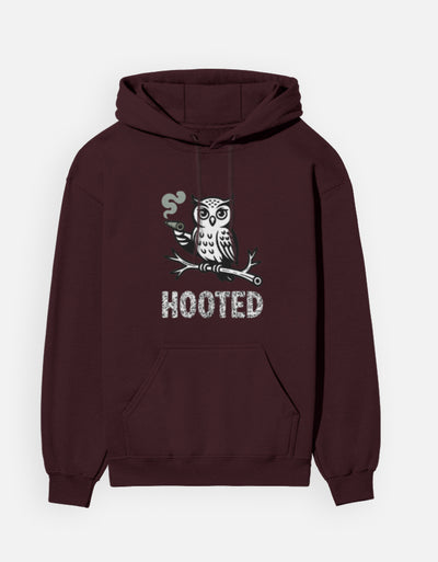 Owls Hooted Graphic - Unisex Hoodie in maroon - front view #color_maroon