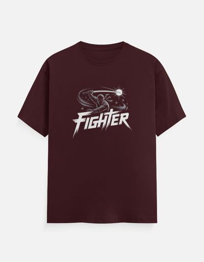 Ninja Fighter And Sword Graphic - Unisex Classic Crew T-Shirt in maroon - front view #color_maroon