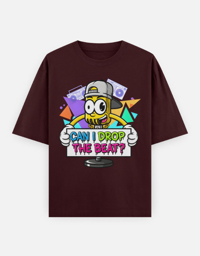 Disco Dance Mike Graphic - Unisex Oversized Classic T-Shirt in maroon - front view #color_maroon