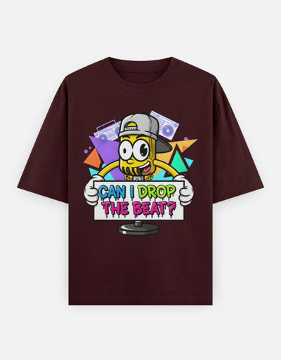 Disco Dance Mike Graphic - Unisex Oversized Classic T-Shirt in maroon - front view #color_maroon