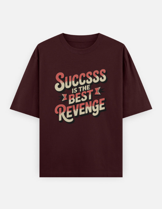 Success Is The Best Revenge Minimal Text Design - Unisex Oversized Classic T-Shirt in maroon - front view #color_maroon