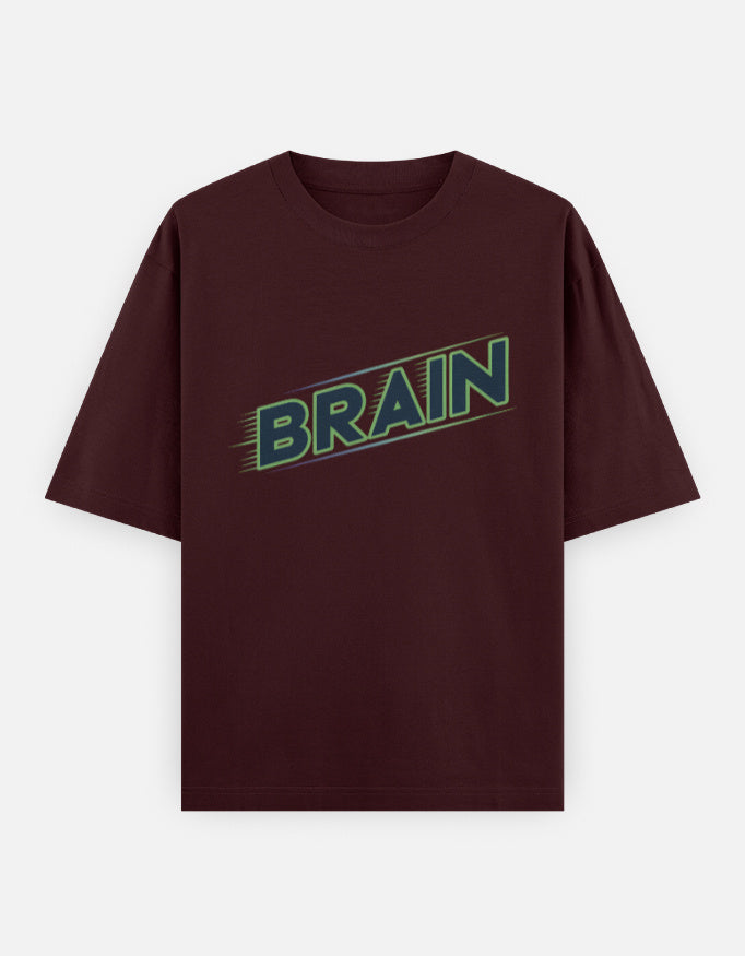 Brain - Unisex Oversized Classic T-Shirt in maroon - front view #color_maroon