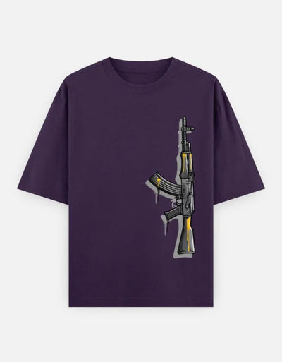 AK47 Gun - Unisex Oversized Classic T-Shirt in purple - front view #color_purple