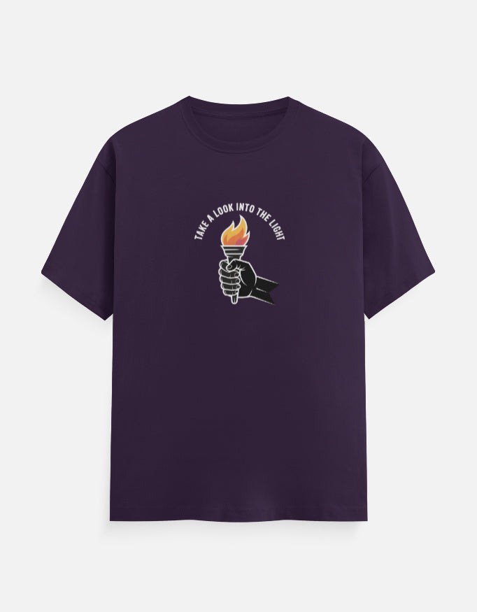 Fire And Ghost Graphic - Unisex Classic Crew T-Shirt in purple - front view #color_purple