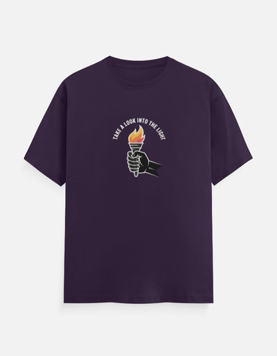 Fire And Ghost Graphic - Unisex Classic Crew T-Shirt in purple - front view #color_purple